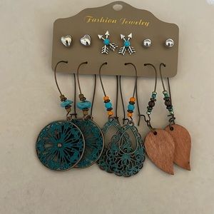 Fashion Jewelry Southwestern Boho Feminine 6 Pairs Of Earrings NIP